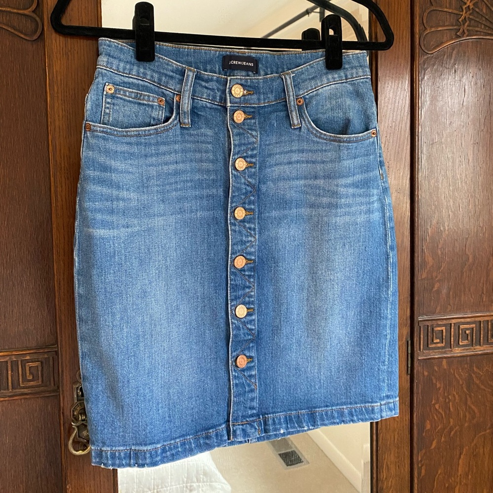 J. CREW button front denim skirt
